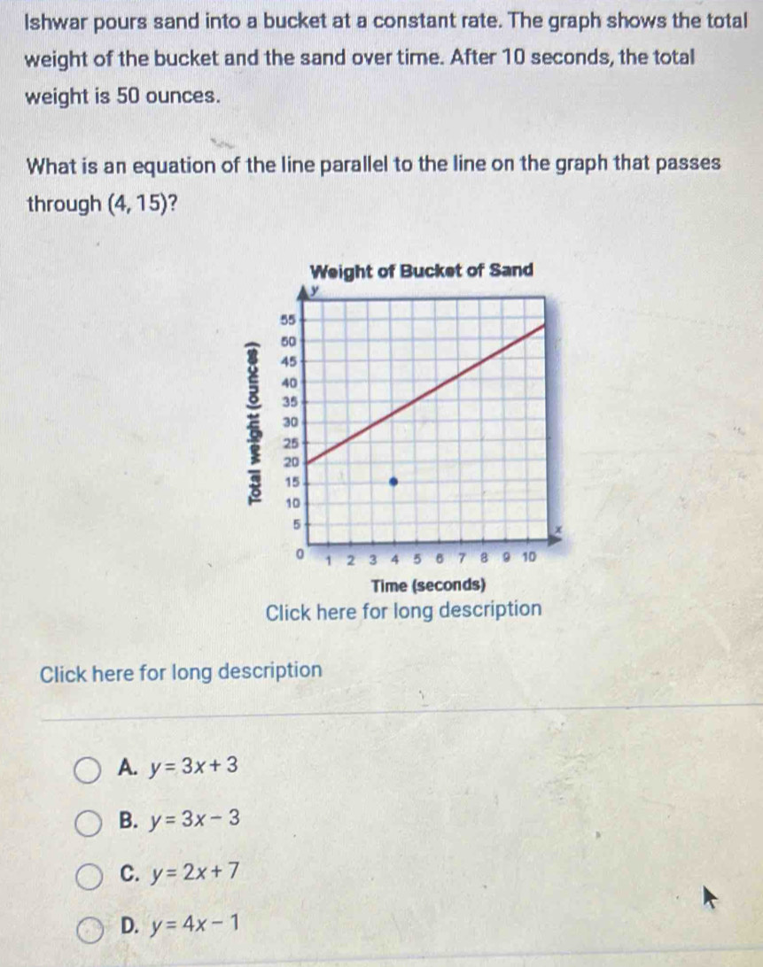 Solved: Ishwar pours sand into a bucket at a constant rate. The graph ...