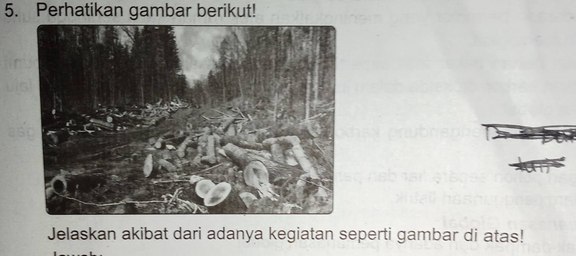 Perhatikan gambar berikut! 
Jelaskan akibat dari adanya kegiatan seperti gambar di atas!