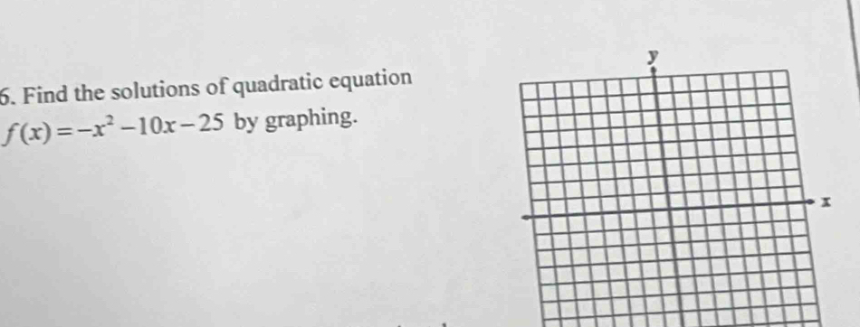 Find the solutions of quadratic equation
f(x)=-x^2-10x-25 by graphing.