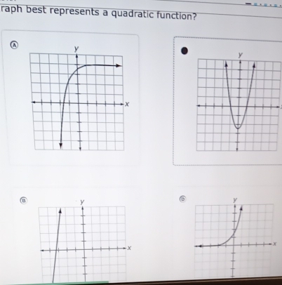 raph best represents a quadratic function?
A 
B
⑥