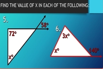 FIND THE VALUE OF X IN EACH OF THE FOLLOWING: