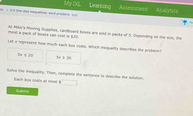 Solved: My IXL Learning Assessment Analytics de U.6 One-step ...