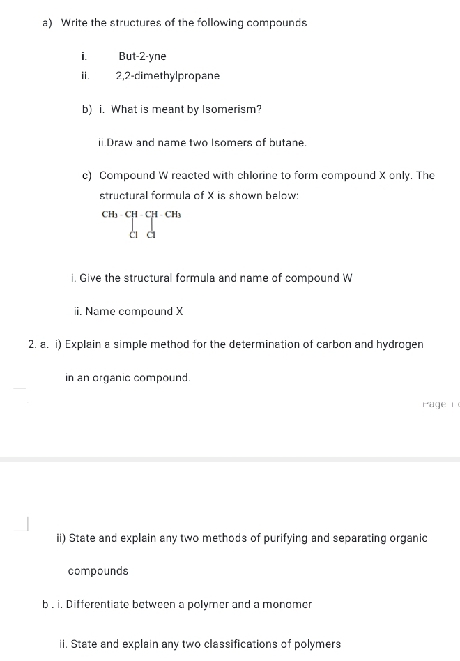 Solved: Write the structures of the following compounds i. But -2 -yne ...