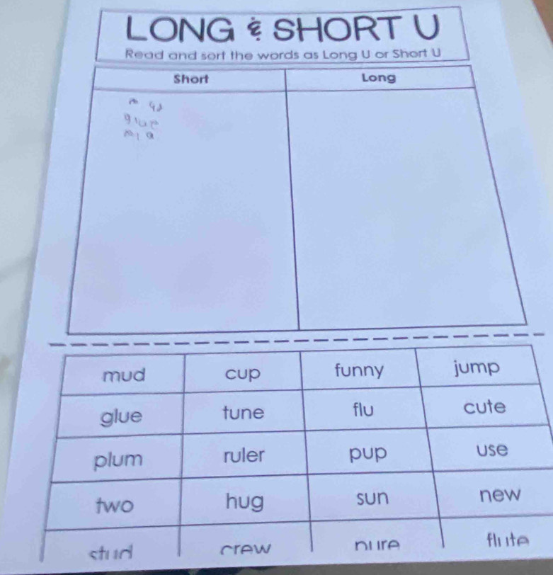 LONG SHORT U