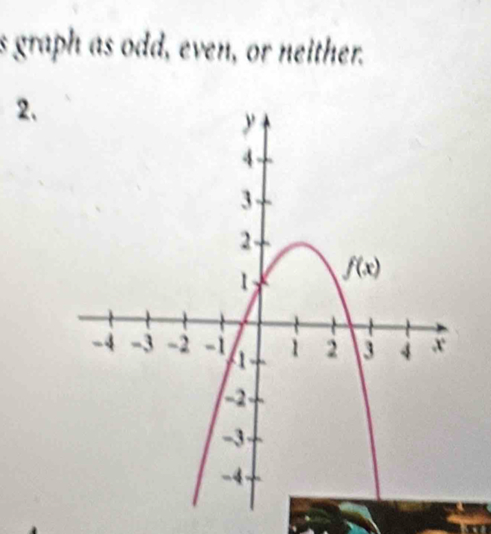 graph as odd, even, or neither.
2.