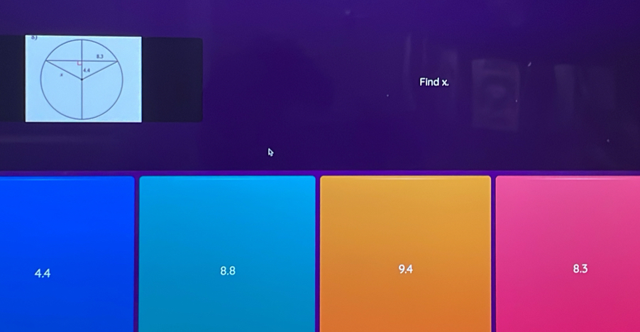 Find x.
4.4 8.8 9.4 8.3