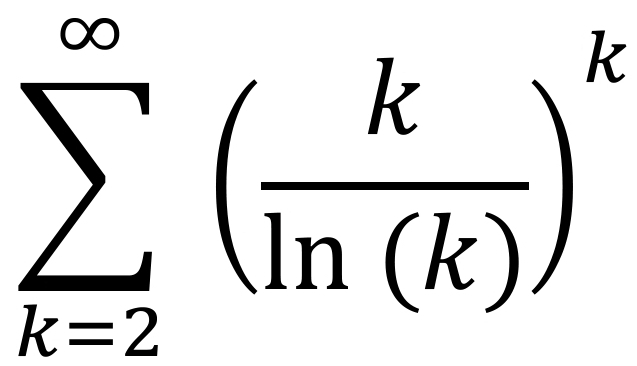 sumlimits _(k=2)^(∈fty)( k/ln (k) )^k