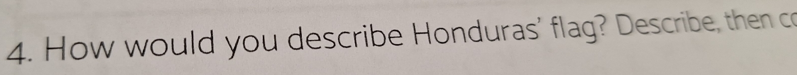How would you describe Honduras' flag? Describe, then co