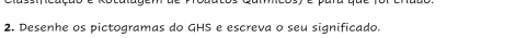 Desenhe os pictogramas do GHS e escreva o seu significado.