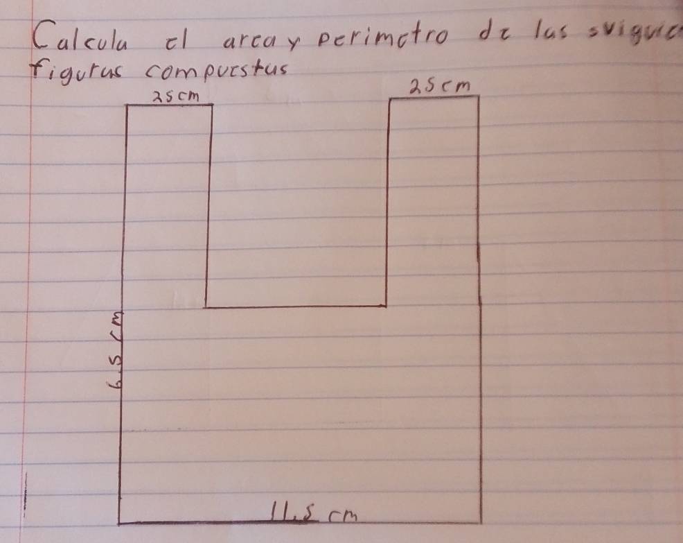 Calcula ¢l arcay perimetro do las sviguic 
fig