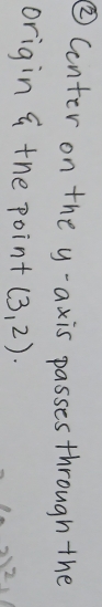 ②Center on the y-axis passes through the 
origin a the point (3,2). 2