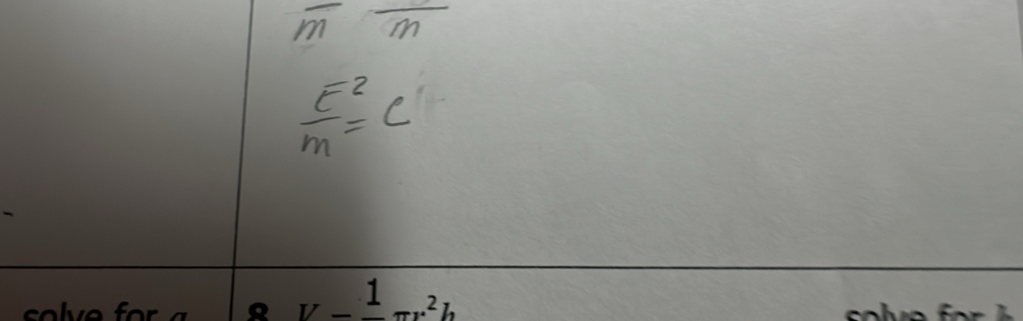 V=frac 1π r^2h