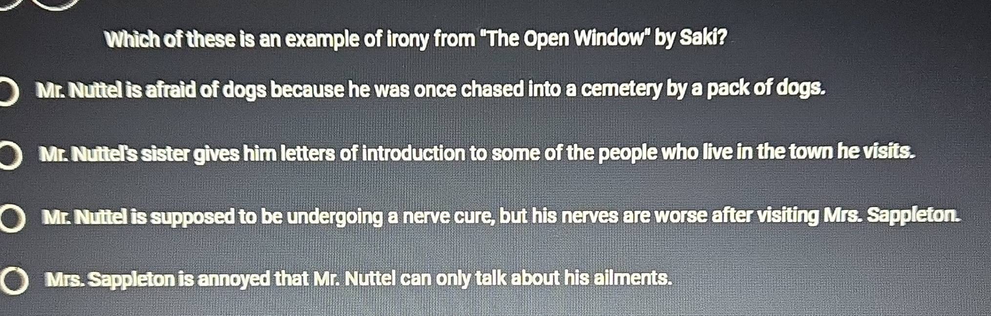 Solved: Which of these is an example of irony from 