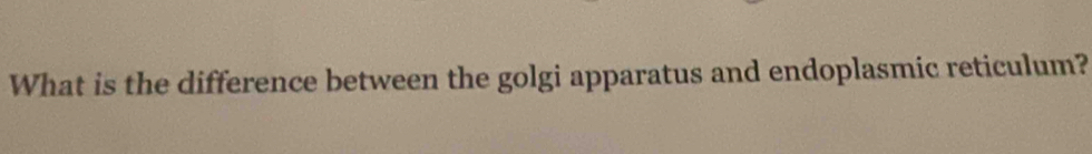 What is the difference between the golgi apparatus and endoplasmic reticulum?