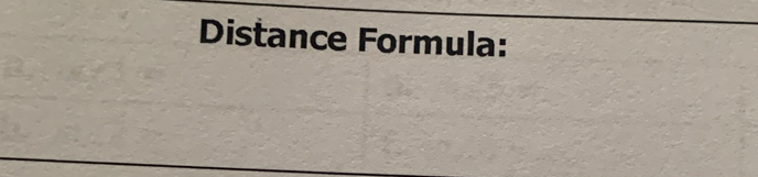 Distance Formula: