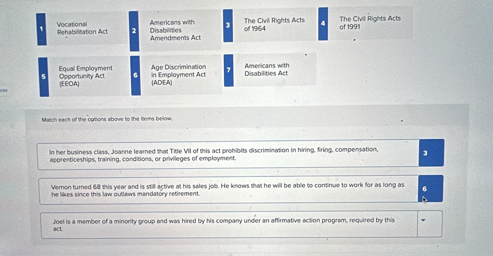 Solved: Americans with 1 Vocational 3 The Civil Rights Acts 4 of 1991 ...