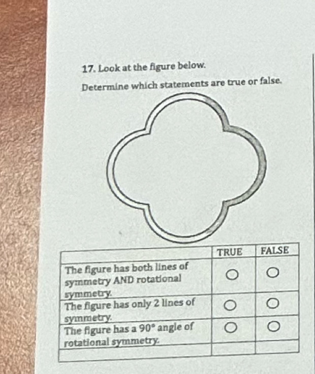 Look at the figure below.
Determine which statements are true or false.