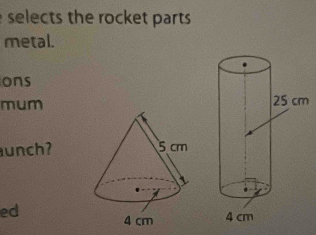 selects the rocket parts 
metal. 
ons 
mum 
unch? 
ed