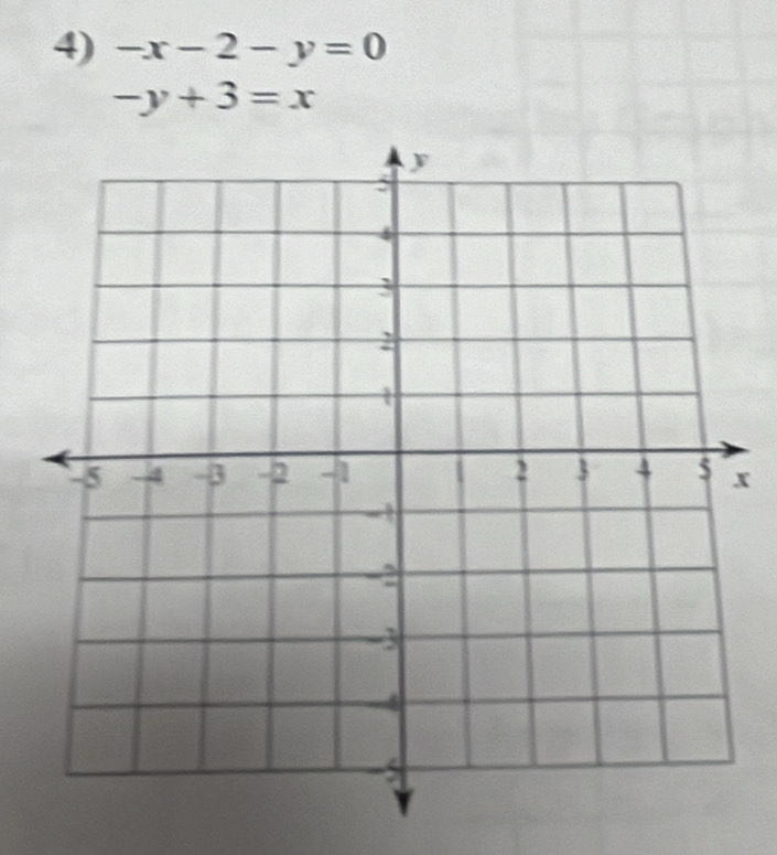 -x-2-y=0
-y+3=x
x