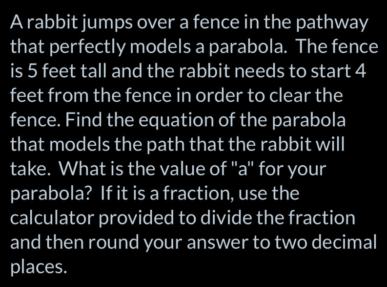 Solved: A rabbit jumps over a fence in the pathway that perfectly ...