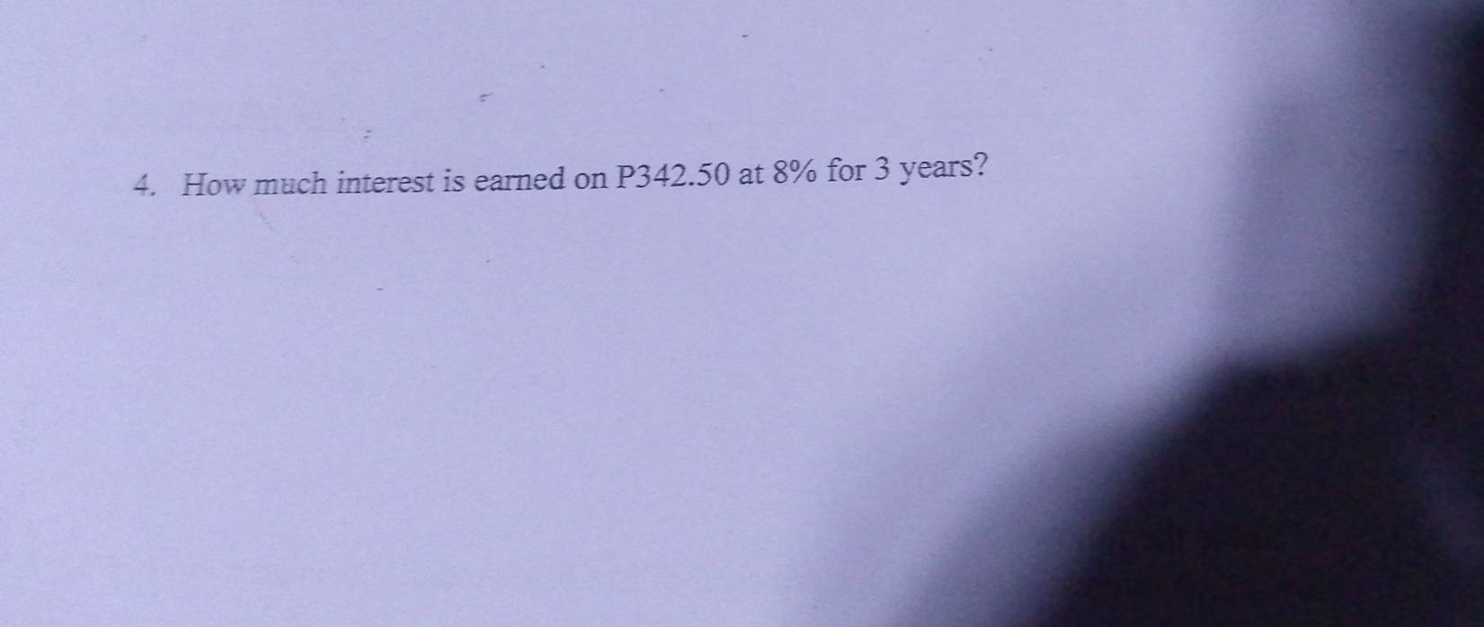 How much interest is earned on P342.50 at 8% for 3 years?