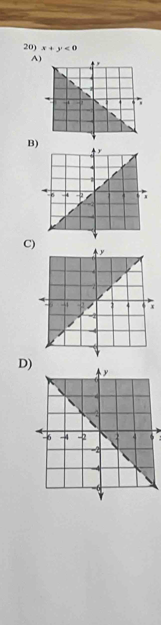 x+y<0</tex> 
A 
B) 
C) 
D)