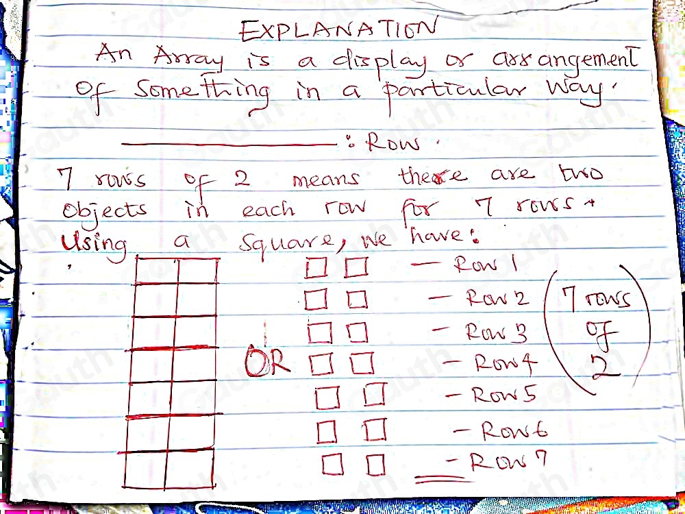 Solved: Draw an array that shows 7 rows of 2. [Math]