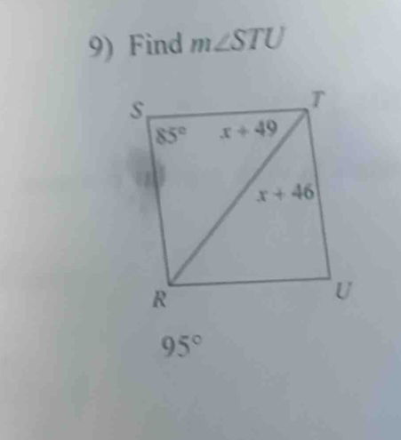 Find m∠ STU
95°