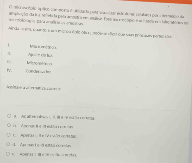 Resolvido:microscópio óptico composto é utilizado para visualizar ...