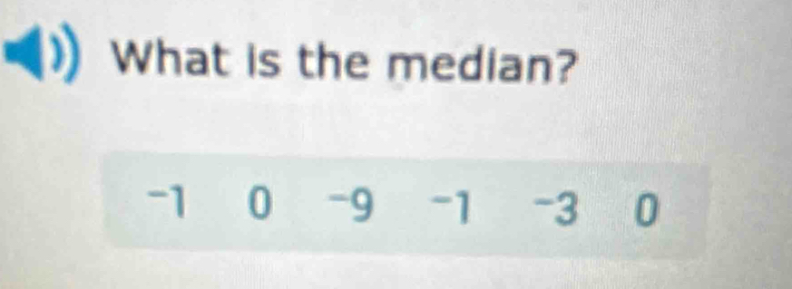 What is the median?
-1 0 -9 -1 -3 0