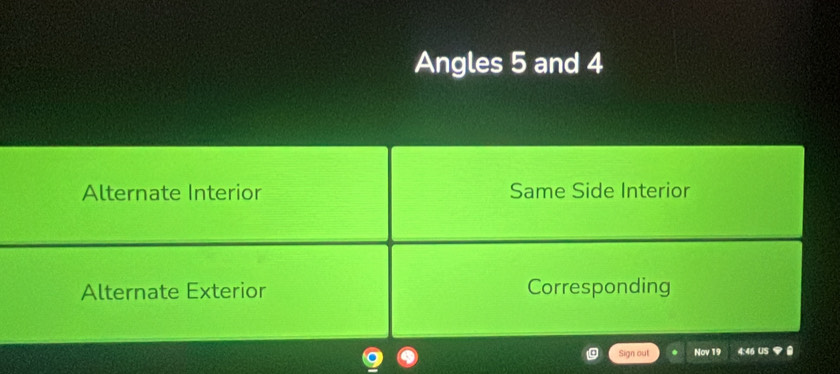 Angles 5 and 4
Sign out