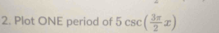 Plot ONE period of 5csc ( 3π /2 x)