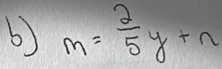 m= 2/5 y+n