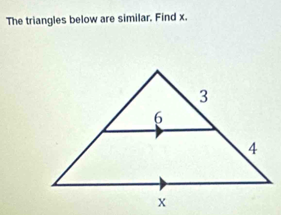 The triangles below are similar. Find x.