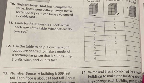 Solved: Cubes Long obes wae Cubes Toll 10. Higher Order Thinking ...