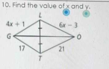 Find the value of x and y.