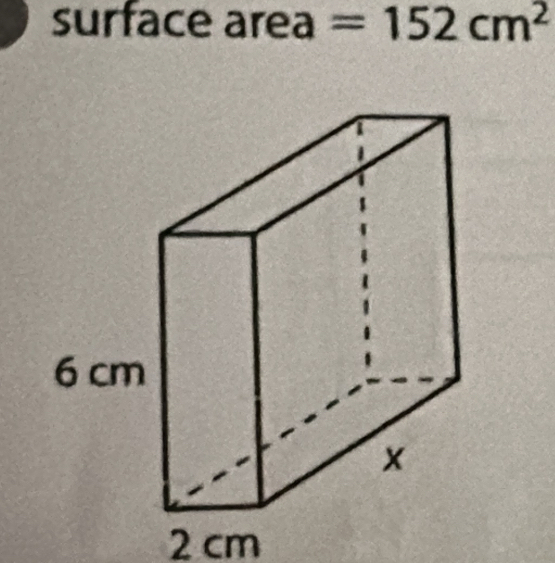 surface area =152cm^2
2 cm