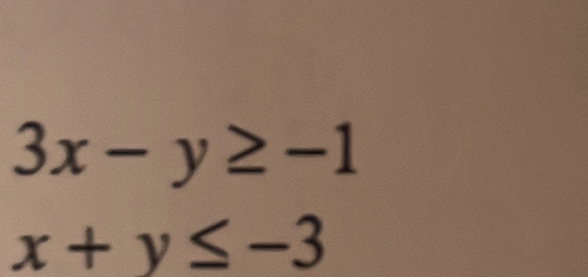 3x-y≥ -1
x+y≤ -3