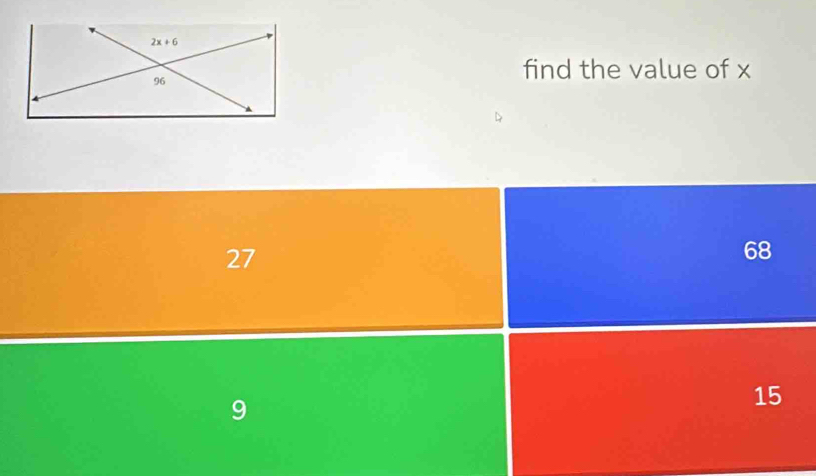 find the value of x
27
68
9
15