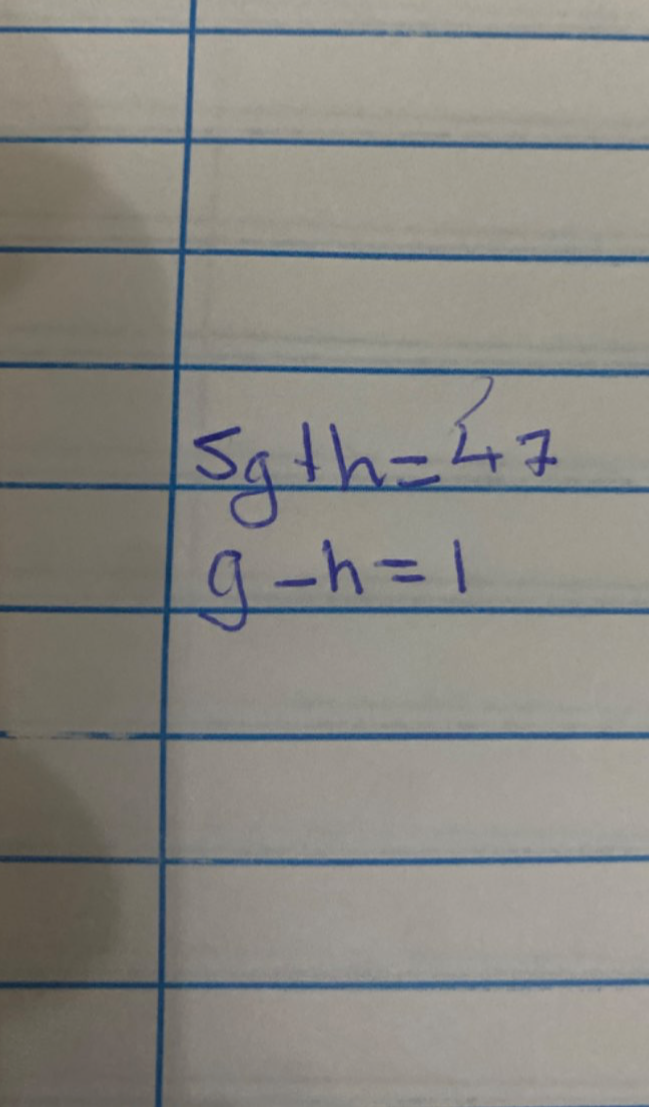 5g+h=47
g-h=1