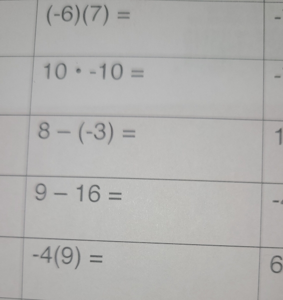 (-6)(7)=
-
-
1

6