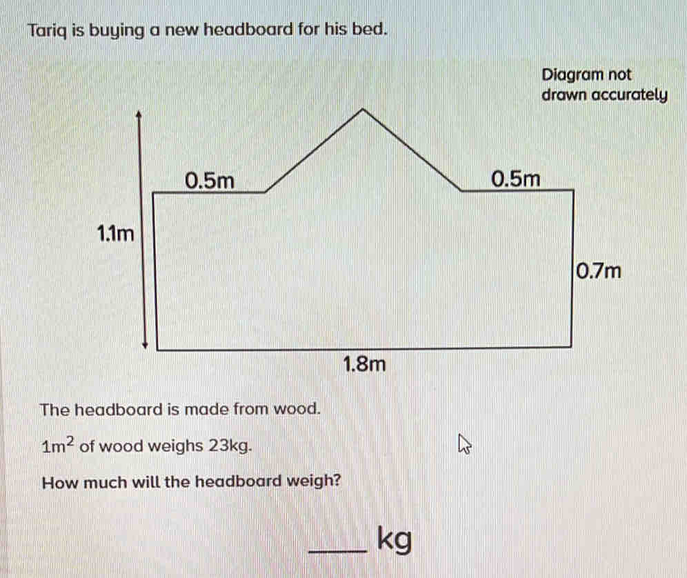 Solved: Tariq is buying a new headboard for his bed. The headboard is ...