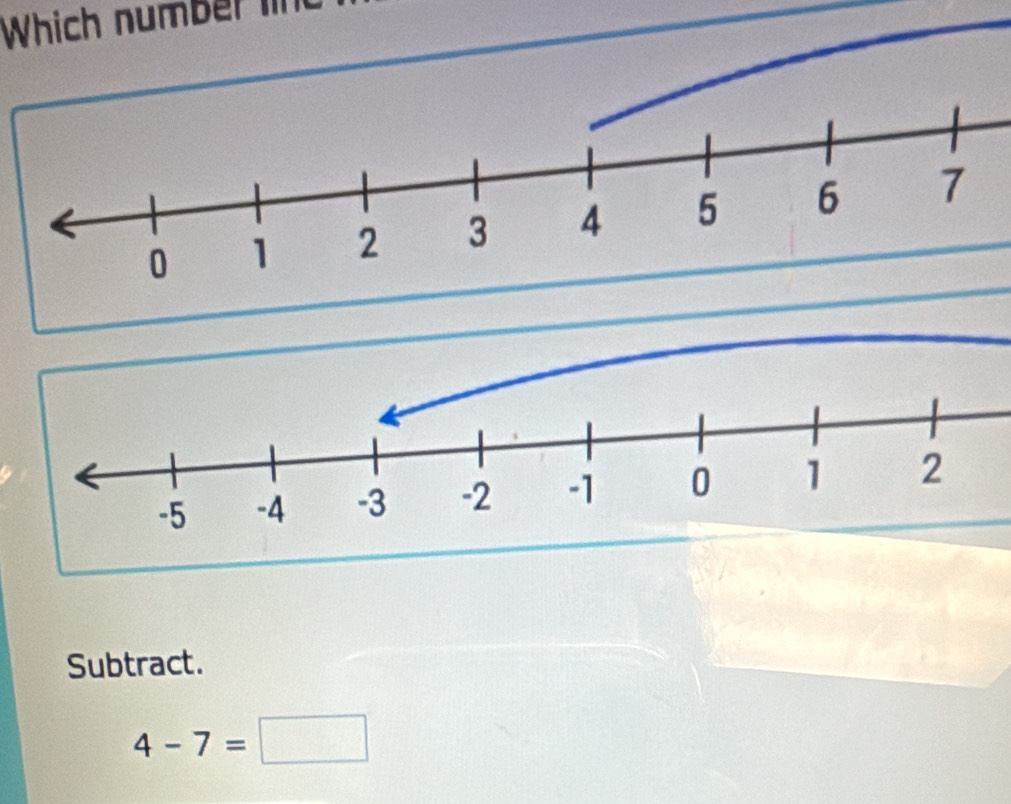 Which number 
Subtract.
4-7=□