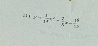 y= 1/15 x^2- 2/5 x- 16/15 