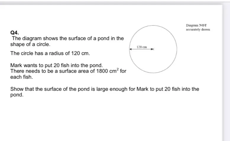 Solved: Diagram NOT Q4. accurately drawn The diagram shows the surface ...