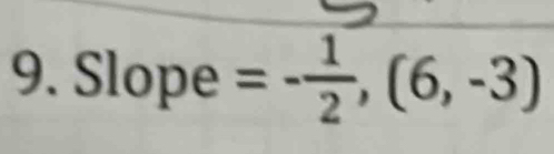 Slope =- 1/2 ,(6,-3)