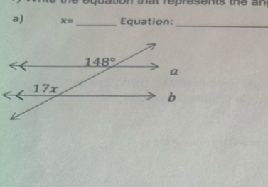 he equation that represents the an 
a) x= _Equation:_