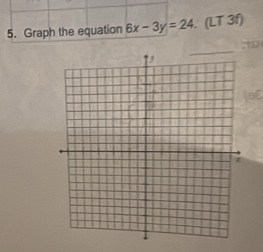 Graph the equation 6x-3y=24. (LT 3f) 
sf