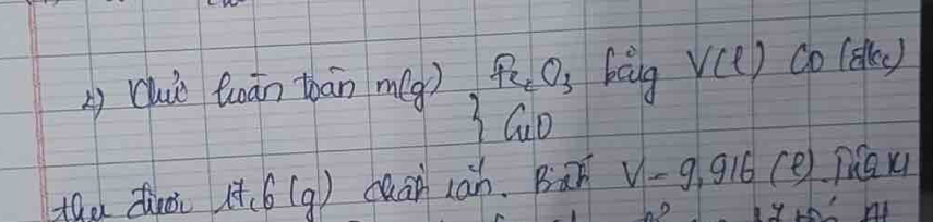 chuiè Guān bān m(g) beginarrayl fe_2O_3 GDendarray. bāg V(ell ) CD(dkc)
tha dià 1(6(g ) cuān ràn. Ban V=9.916 (e) Qy