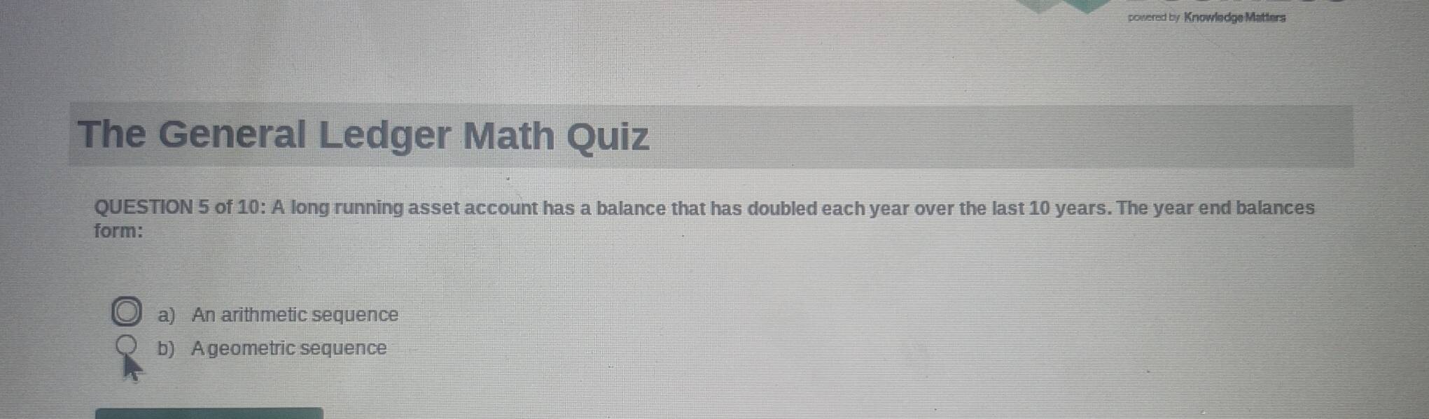 Gelöst:powered by Knowledge Matters The General Ledger Math Quiz ...